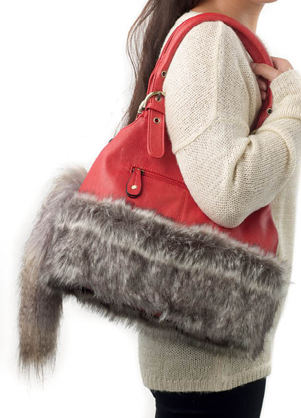 Fur-trimmed Bag