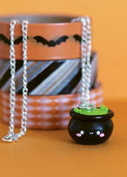 Polymer Clay Cauldron Necklace