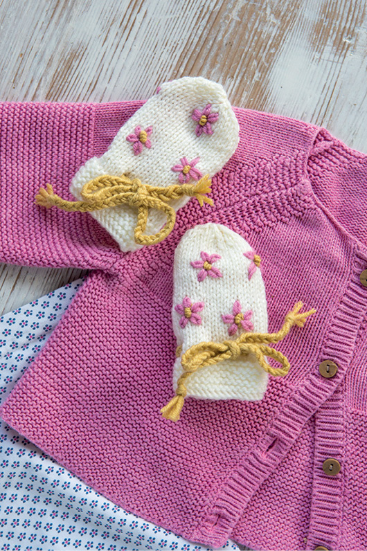 Embroidered Baby Mitts