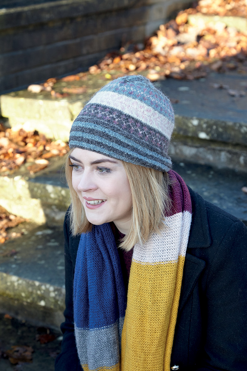 Striped-rim Fair Isle Hat