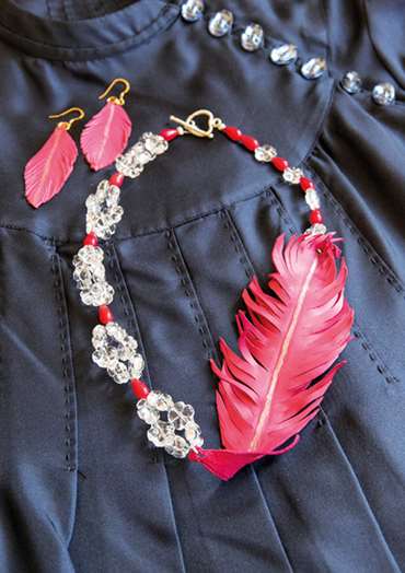 Feather Necklace and Earrings