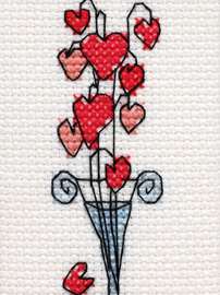 Hearts in Tall Glass Vase