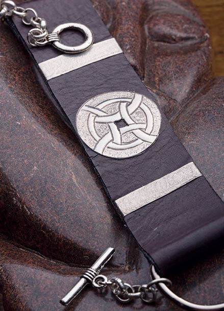 Leather and Pewter Bracelet