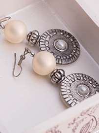 Pearl and Pewter Earrings
