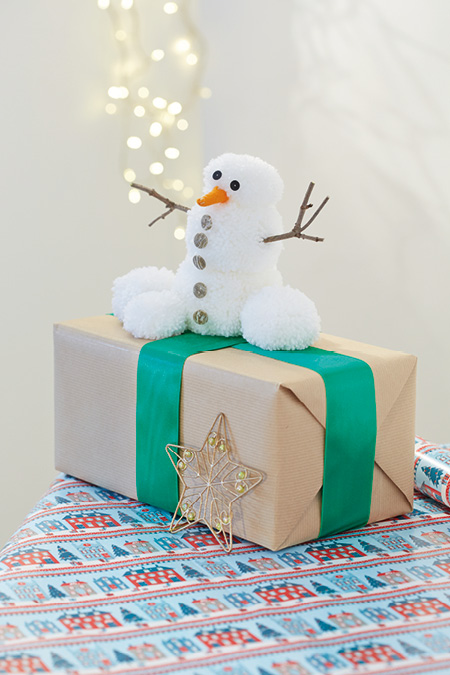 Snowman Gift Topper Pompoms