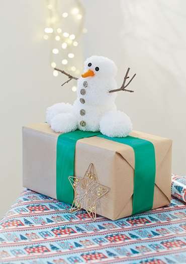Snowman Gift Topper Pompoms