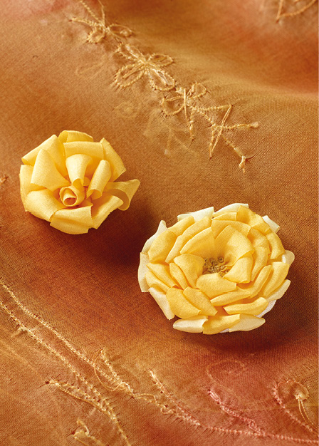 Silk Ribbon Yellow Rose